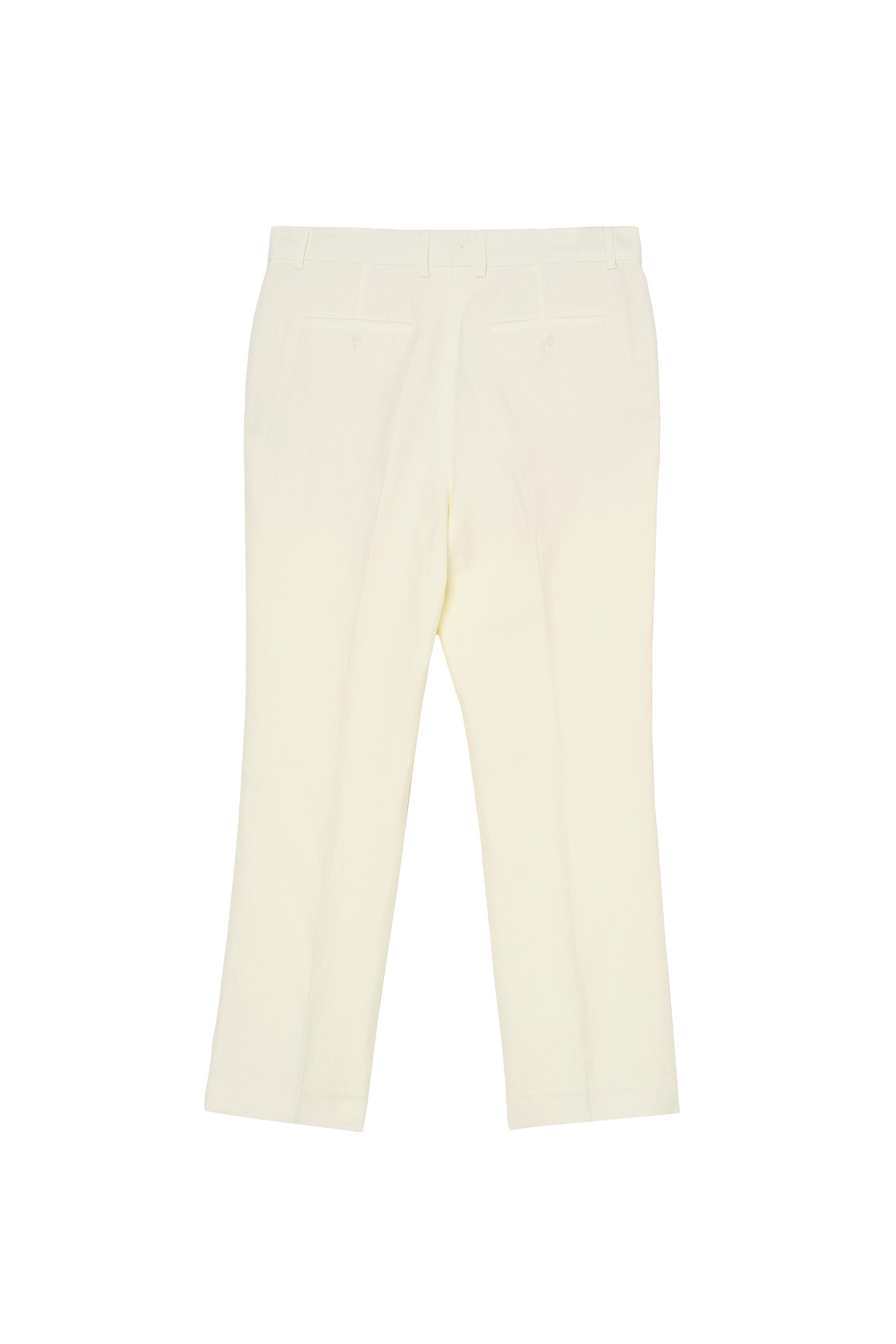 HERRINGBONE LINEN-WOOL RELAXED FIT SUIT PANTS